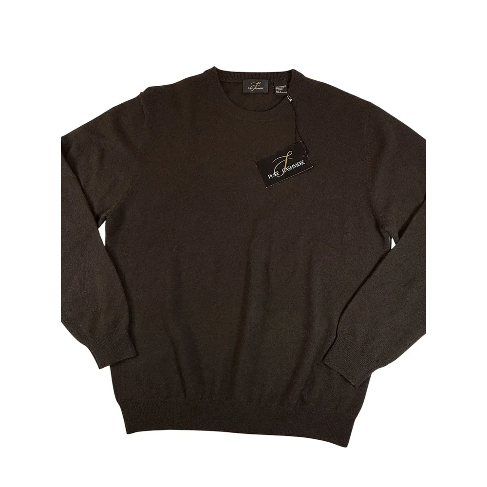 Pure Cashmere Sweater Mens L Brown Crew Neck‎ 100% Cashmere Long Sleeve